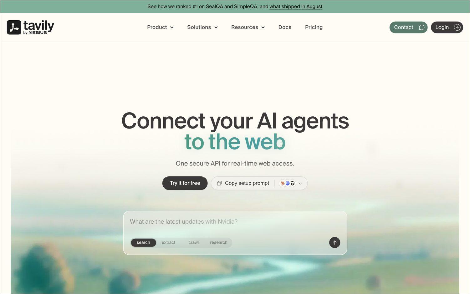 Tavily homepage